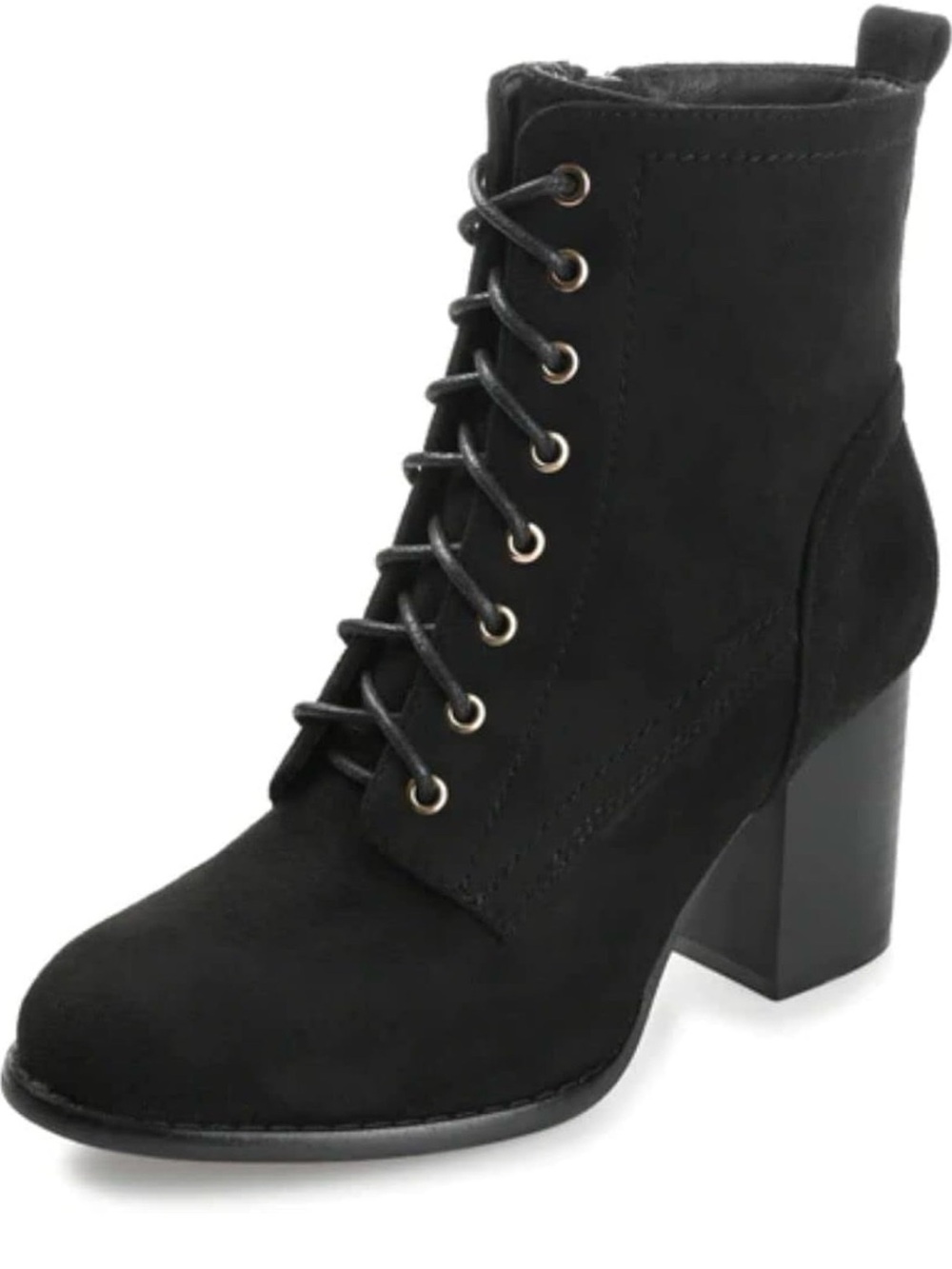 Black Suede Lace-Up Women’s Ankle Heeled boots
